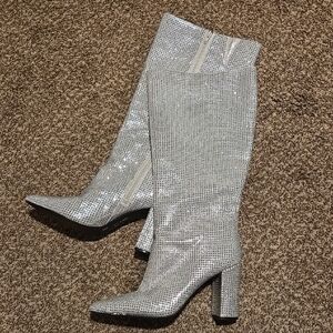 Mix No. 6 Shimmering Silver Heeled Boots